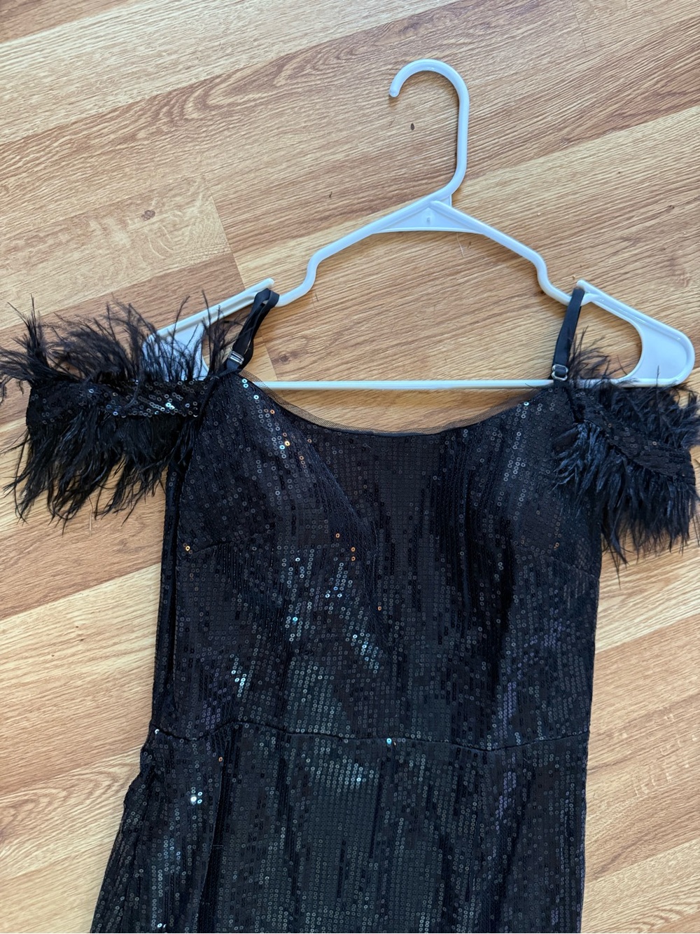 JJs House Navy Sequin Prom Gown with Front Slit - Picture 2 of 6